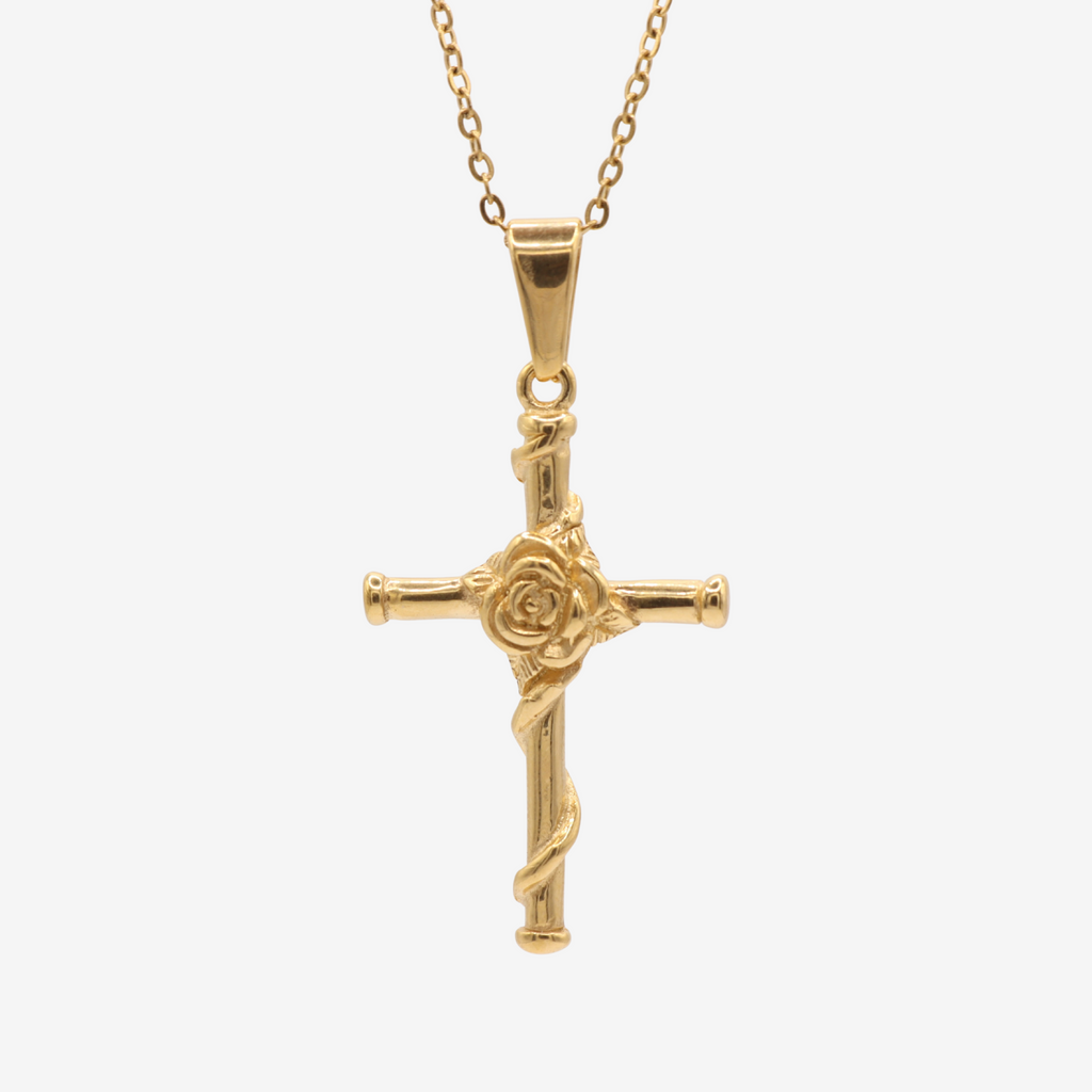 Colgante Cruz de Rosa Oro