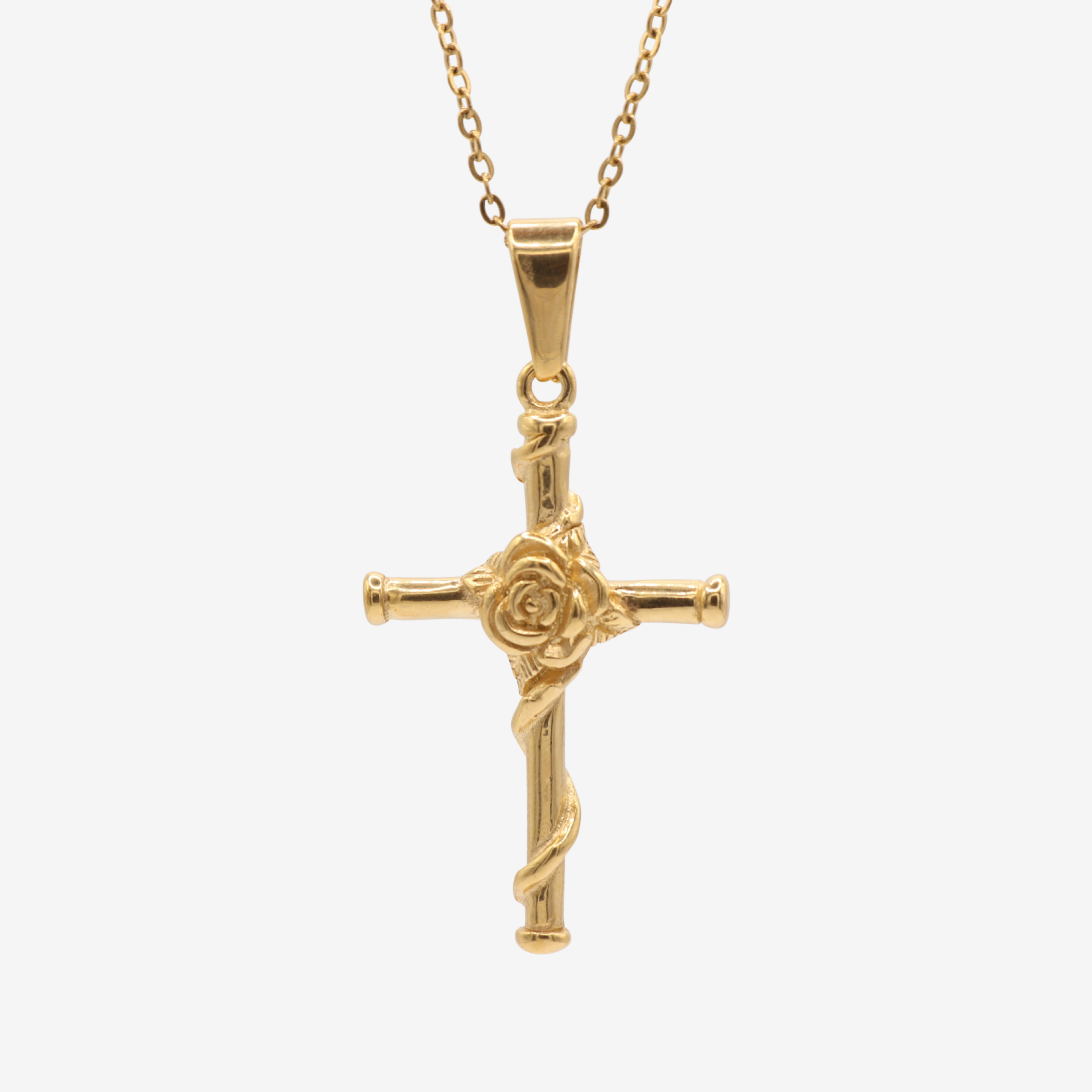 Colgante Cruz de Rosa Oro